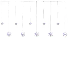Northlight LED Star and Snowflake Curtain Christmas Lights - Multicolor - 4.75' Clear Wire - 250ct