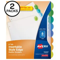 Avery 8-Tab Style Edge Dividers, Insertable Tabs, 2 Sets of 11201
