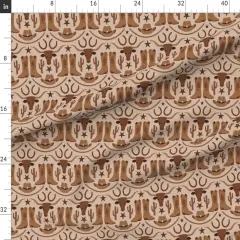 Various Fabrics by the Yard or Fat Quarter Western Cowboy Cowgirl Longhorn Southwest Earth Tone Cattle Horseshoe Desert Rustic Custom Printed Fabric by Spoonflower