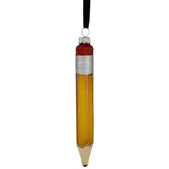 Northlight 5.75" Glittered Pencil Glass Christmas Ornament Yellow