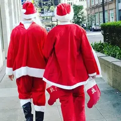 Party Flasks Santa Flask for Liquor, Wine, Drinks: Funny Gag Gifts for White Elephant Christmas Gifts Exchanges; Beverage Dispenser Holds 2.25 Liters for Holiday, Graduation, Office Parties - 4 Pack