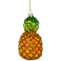 Northlight 4.75" Glittered Pineapple Glass Christmas Hanging Ornament Bronze