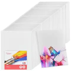 12 Pack Canvas for Painting , 8 x 10 Inch Blank White Canvas Boards - 100% Cotton Art Panels for Oil, Acrylic & Watercolor Paint