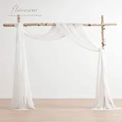 Wedding Arch Draping Fabric 2 Panels 20Ft White Chiffon Fabric Drapes Arbor Drapery Wedding Ceremony Reception Swag Decorations