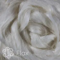 2oz Natural Flax Fiber: Undyed Combed Top Roving - Dyeing, Spinning, Blending, Felting, Weaving. Plant Based, Eco Friendly, Vegan White