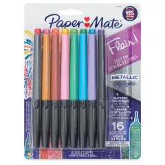 Paper Mate Flair Metallic Pens - Set of 16