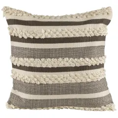 Northlight 20" Gray and Cream Handloom Woven Outdoor Throw Pillow