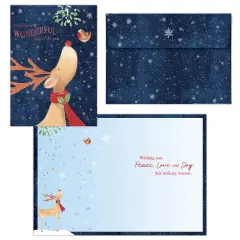 Reindeer and Robin II - 30 Boxed Christmas Cards