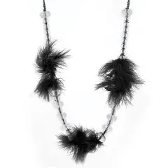 Charisse Feather/Bead Tieback Black