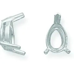14K White Gold 3 Prong Pear Airline V-End Setting 4x3mm