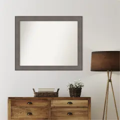 Country Barnwood Non-Beveled Custom Framed Bathroom Vanity Wall Mirror