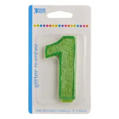 Glitter Numeral Candle, 1ct Green