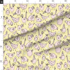 Various Fabrics by the Yard or Fat Quarter Hand Drawn Chickens Pink Yellow Eggs Whimsical Cartoon Custom Printed Fabric by Spoonflower