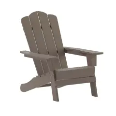 Merrick Lane Nassau Adirondack Chair with Cup Holder, Weather Resistant HDPE Adirondack Chair Brown