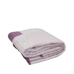 Kaemingk Purple and White Stripe Quatrefoil Quilted Throw Blanket 55.5" x 78.75"