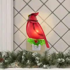 Northlight Red Cardinal Bird with Holly Berry Foliage Christmas Night Light - 5.5"