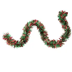 Northlight Wide Cut Tinsel Commercial Christmas Garland - 50' x 3" - Red and Green - Unlit