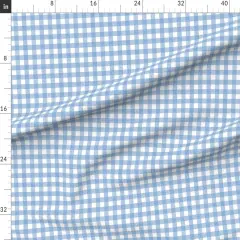 Various Fabrics by the Yard or Fat Quarter Blue Plaid Country Gingham Sky Check Picnic Cottagecore Large Scale Custom Printed Fabric by Spoonflower