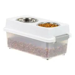 IRIS USA Elevated Dog Food Bowl with Airtight Pet Food Storage Container