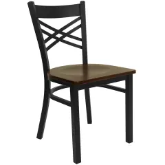 Emma and Oliver "X" Back Metal Restaurant Dining Chair Mahogany/BlackMetal