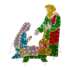 Northlight 3-Piece Lighted Holographic Christmas Nativity Set Outdoor Decoration - Clear Lights Multi
