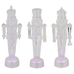 Northlight LED Lighted Icy Crystal Nutcracker Christmas Figures - 7.5" - Multicolor Lights -Set of 3 Clear
