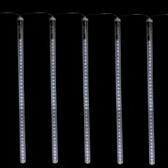 Northlight LED Dripping Icicle Christmas Light Tubes - White - 13.25' Clear Wire - 5ct