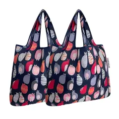 Wrapables Foldable Tote Nylon Reusable Grocery Bag (Set of 2) Stylish Kitties