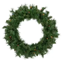Northlight Pre-lit Chatham Pine Artificial Christmas Wreath, 24-Inch, Multi-Color Lights Green