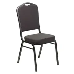 Emma and Oliver Crown Back Stacking Banquet Dining Chair GrayFab/SilverVein