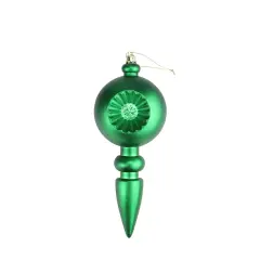 DAK 4ct Green Retro Reflector Shatterproof Matte Christmas Finial Ornaments 7.5"