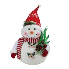 Northlight Sparkling Snowman with Nordic Santa Hat Christmas Figure - 20" - White and Red