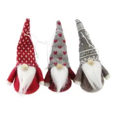 Northlight Santa Gnome Christmas Ornaments - 4.5" - Red and Brown - Set of 3