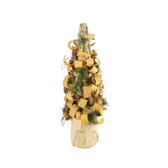 Vickerman 23" Tree Bark Flocked Table Top Christmas Cone Tree - Unlit Brown