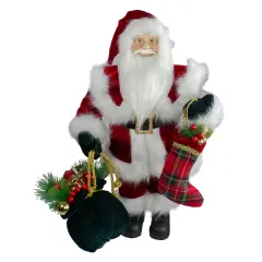 Northlight 18" Standing Santa with Presents Christmas Figure Red