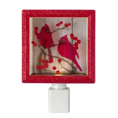 Roman Glittered Red Cardinals Christmas Night Light - 4.25"