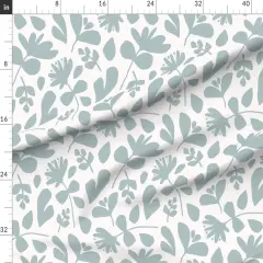 Various Fabrics by the Yard or Fat Quarter Duck Egg Blue Modern Floral Silhouette Pressed Flowers Botanical Boho Chic Large Scale Custom Printed Fabric by Spoonflower