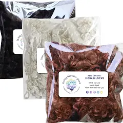 REAL MOHAIR LOCKS - 3 PACK. Organic Hand-Dyed Curly Wool for Rooting Doll Hair, Felting, Blending, Spinning