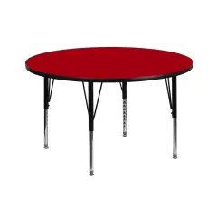 Emma and Oliver 42" Round Laminate Adjustable Preschool Activity Table Red