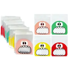 Wrapables Transparent Self-Adhesive 4" x 4" Candy and Cookie Bags, Favor Treat Bags for Parties and Wedding (200pcs) Cookie Gobbler