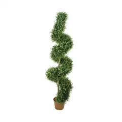 Northlight 6' Potted Two-Tone Artificial Boxwood Spiral Topiary Tree Green