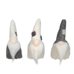 Northlight Christmas Gnomes Heads - 3.75" - Gray and Cream - Set of 3