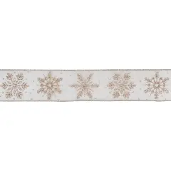Northlight Sheer Gold Snowflake Christmas Wired Craft Ribbon 2.5" x 10 Yards