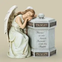 Roman 12.5" Joseph's Studio Sleeping Angel "Always in our Hearts" Memorial Keepsake Box Gray