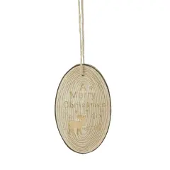 Kurt Adler 6" Rustic Woodland Tree Slice Moose Christmas Ornament Beige