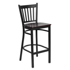 Emma and Oliver Vertical Back Metal Restaurant Dining Barstool Mahogany/BlackMetal