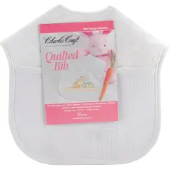 Charles Craft Quilted Baby Bib 14 Count 9"X9"-Solid White