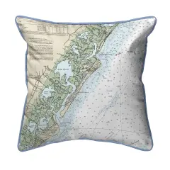 Little Egg Inlet Nautical Map Pillow - 22x22 Multicolor