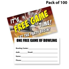 Free Game Passes Bowling Thunder Themed | 3 1/2 inches by 2 inches | RAHEEV&reg;