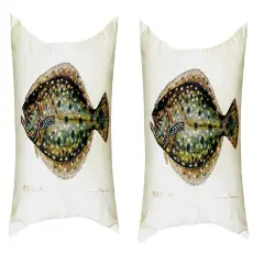 Pair of Betsy Drake Flounder No Cord Pillows 15 Inch X 22 Inch